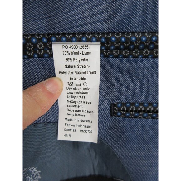 Lauren Ralph Lauren Label Sport Coat 46 Blue Blazer Wool Blend Plaid - Picture 12 of 13